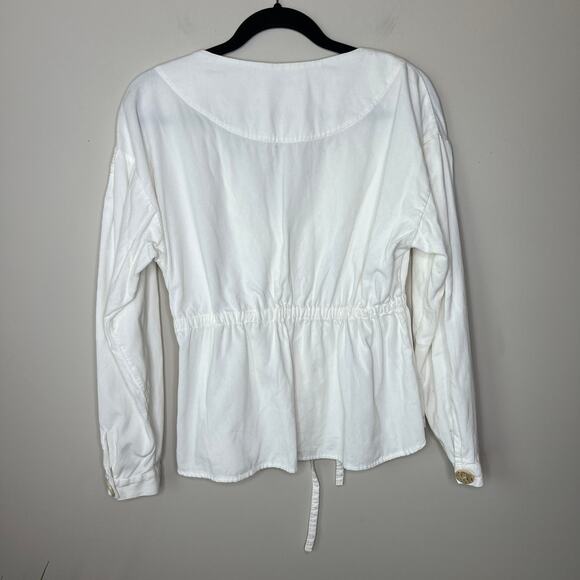 Zara TRF‎ Collection White Long-Sleeve Women's Corduroy Button-Front Top Size M - Picture 2 of 8